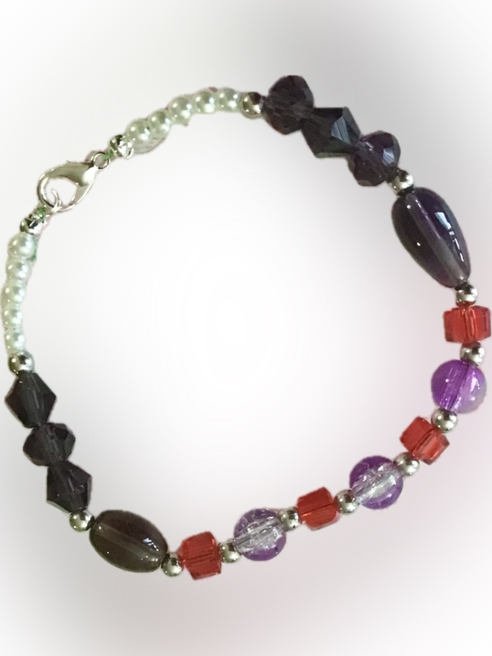 Purple and Red Beaded Bracelet